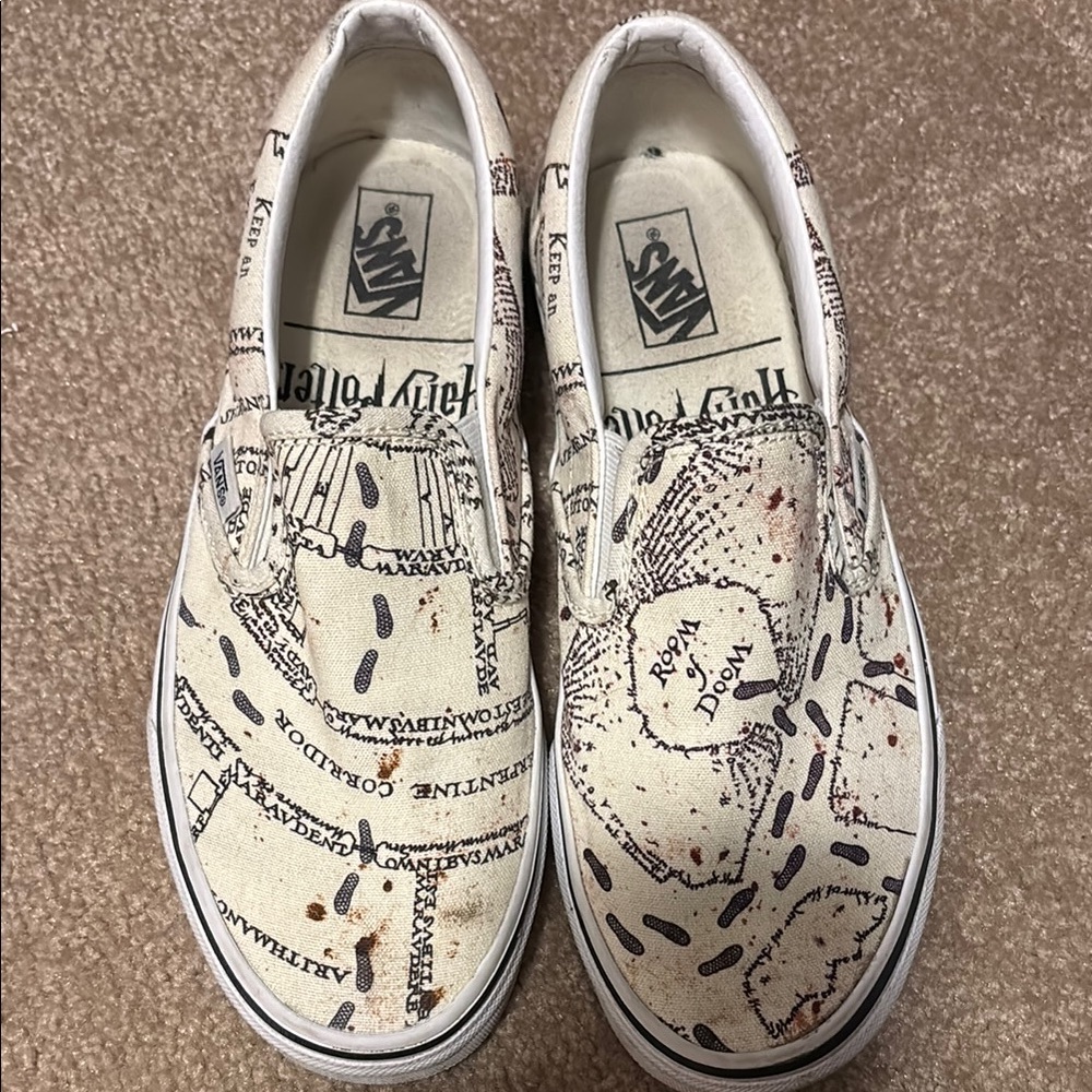 Vans Women’s Marauders Map Print Shoes - Cream